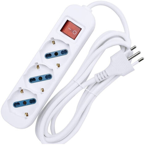 Shuko Multipresa Bipasso 10 Et 16 Amp 3 Seds Slide Electure Avec Interrupteur (1/4)