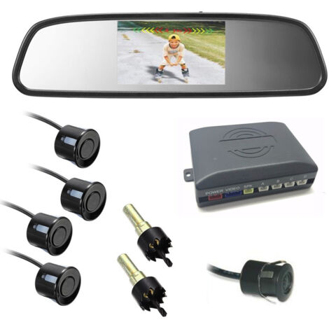 Kit Parking Auto 4 Capteurs Noirs Télécaméra Rétroéclairage Miroir Moniteur (1/5)
