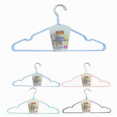Set 5pz Grucce Stampelle Appendiabiti Antiscivolo Vestiti 40cm Vari Colori 10457 (1/2)