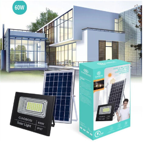 Faro Faretto Led Pannello Solare Fotovoltaico Ip67 60 W Avec Telecomand Led-8192 (1/3)