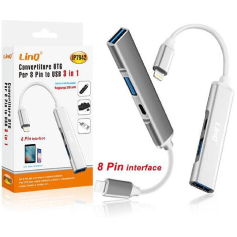 Convertisseur Otg Lightning Vers Lightning + Hub 2xusb 3 En 1 Pour Iphone Ip7942 (1/5)