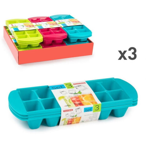 Set 3 Pz Vaschette Formaghiaccio Forme Cubetti Ghiaccio Plastic Colorate 12811 (1/4)