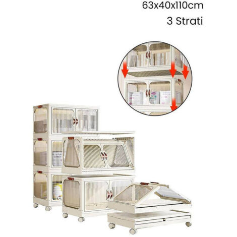 Scatola Portaoggetti Per Medicinali 3 Strati – Organizer In PP Con Manico, Portatile, Multi-griglia, Per Casa E Scuola (30x16,5x24 Cm) - 3