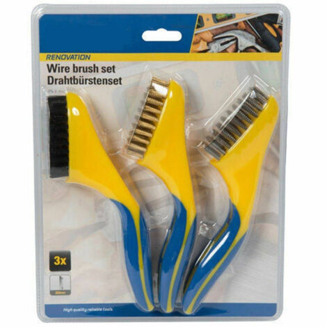 3 X Spazzole Pulizia Metallo Acciaio Kit Pittura Spazzola Per Ferro Fai Da Te (1/2)