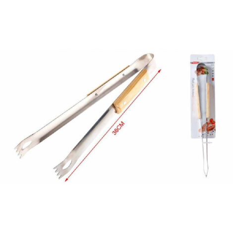 Pinza For Barbecue Grigliate 36 Cm Carne Pesce Verdure In Legno Acciaio 2406329 (1/2)