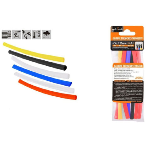 Set 10pz Guaines Termorrestringentes Termorretractives Couleurées 5 X 120 Mm Cavi 57093 Pour Le Traitement De La Chaleur, Il Est (1/2)
