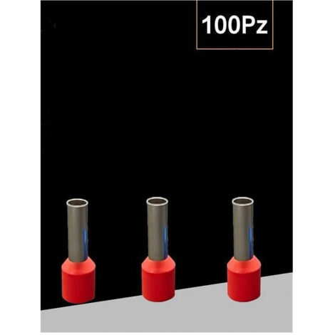 Confezione 100 Pz Tubetto Capicorda Isolato Per Cavi 6 Mm² Terminale 12 Mm E6012 Rouge (1/4)