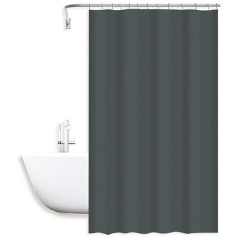Rideau De Douche Imperméable Anti-moisissure 240x200cm Avec Anneaux Salle De Bain Gris Foncé 79719 (1/2)