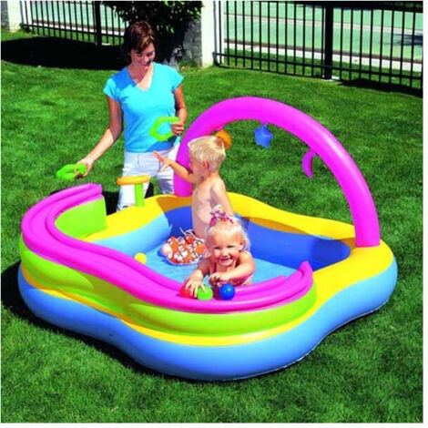 Piscine Gonflable Centre De Jeux Enfants Avec Jeux 159 X 159 X 89 Cm Vinyle (1/4)