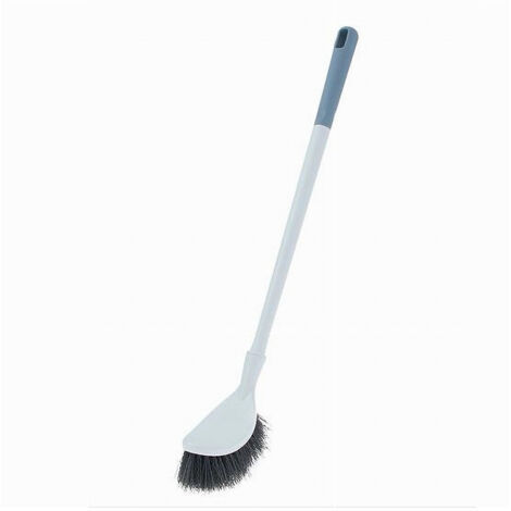 Scopino Per WC Curvo Con Manico Lungo In Plastica – Setole In Nylon, Flessibile Per Pulizia Profonda, 34x2 Cm, Grigio