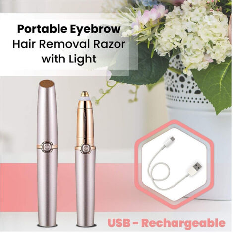 Tondeuse à Sourcils Indolore, Rasoir épilatoire Avec Batterie Et Lumière (1/5)