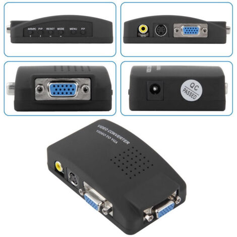 Adaptateur Video Vga Rca S-video Vers Vga Out Pc Notebook Noir (1/5)