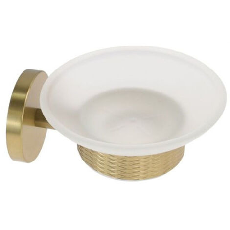 Porte-savon En Acier Doré Avec Soucoupe Verre Dépoli Accessoire De Salle De Bain 87927 (1/5)