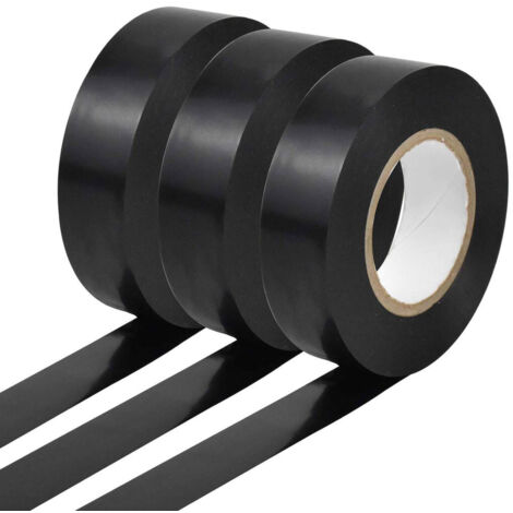 Set 3 Rouleaux De Ruban Isolant Adhésif Pvc Noir 19mm Par 20m Auto-extinguible (1/5)