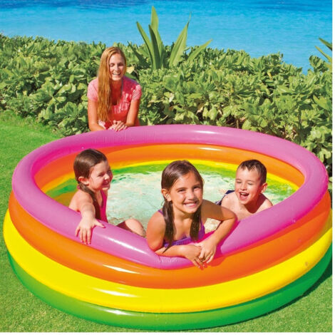 Piscina Gonfiabile Per Bambini Arcobaleno A 4 Anelli Colorati 168 X 46 Cm (1/3)