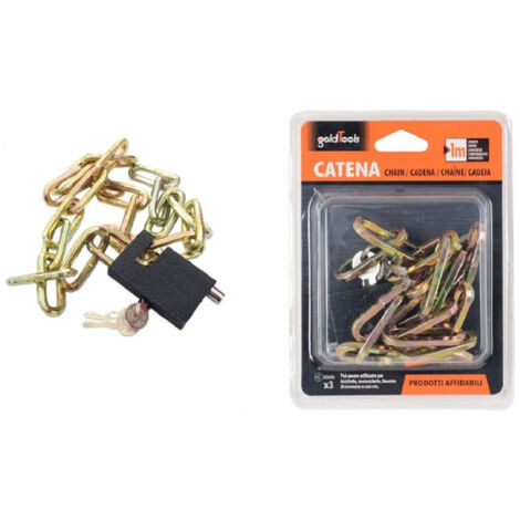 Catena Antifurt With Blocal Lucchetto For Bicicletta Scooter Moto 1mt 92619 (1/2)