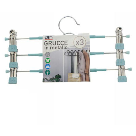 Lot De 3 Porte-pantalons En Métal Bleu Clair Clip De Penderie Antidérapant Jupes Shorts (1/2)