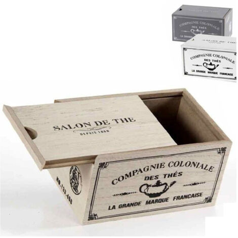 Boîte Pour Objets Sachets De Thé Dosettes De Café 16x11x9 Cm Décorations En Bois 738661 (1/4)