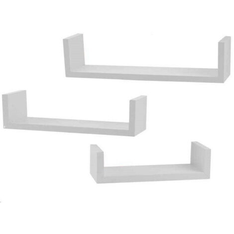 Lot De 3 étagères Murales En Bois Blanc Design Moderne Bords étagère 621710 (1/3)