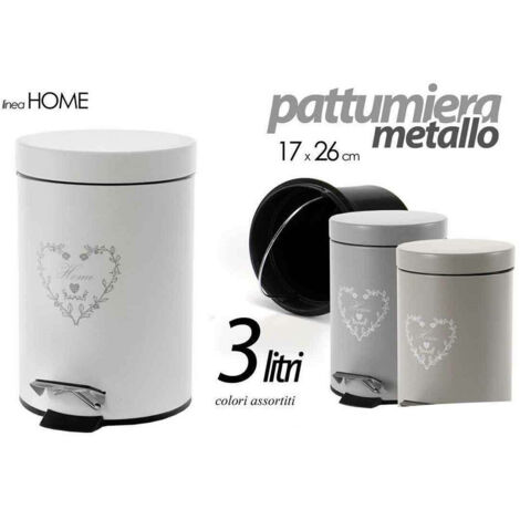 Pattumiera In Metal 17x26cm 3lt Decoro Home Various Colours Tonda 748622 (1/3)