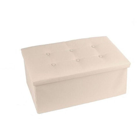 Pouff Puff Pouf Content Imbottito Porta Oggetti Seduate Beige 76x38x35cm (1/2)