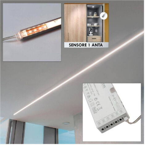 Kit Barra Led 12w Profilo Alimentatore 24 W 12 V Luce 4000k Interruttore Sensore (1/5)