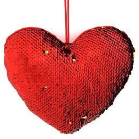Cuore Paillettes Bicolore 20x16cm Appendino Idea Regalo San Valentino 2 Models (1/4)