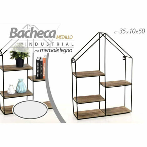 Mensola Parete Casa 4 Mensole Ripiani Design Modern Scaffale Legno Metalla (1/2)