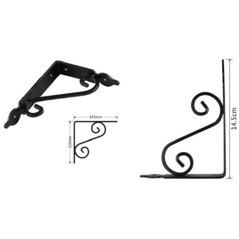 Set 2 Pcs Support étagère Support Coins Fantasy 145x110mm Noir 91276 (1/2)