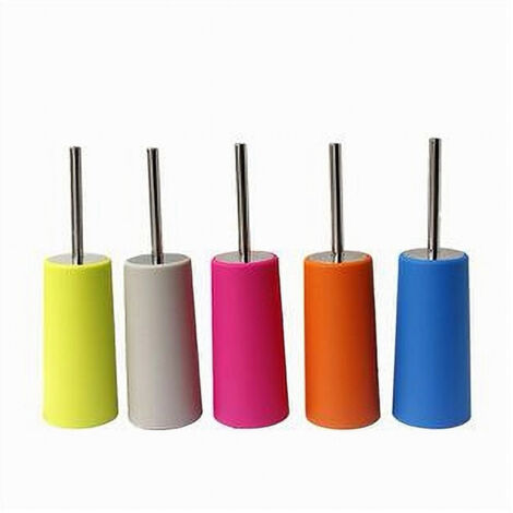Glowbal Spazzola Igienica In Silicone Con Contenitore, Scopino Per WC Con Testina In Silicone, Manico Lungo, Bianco
