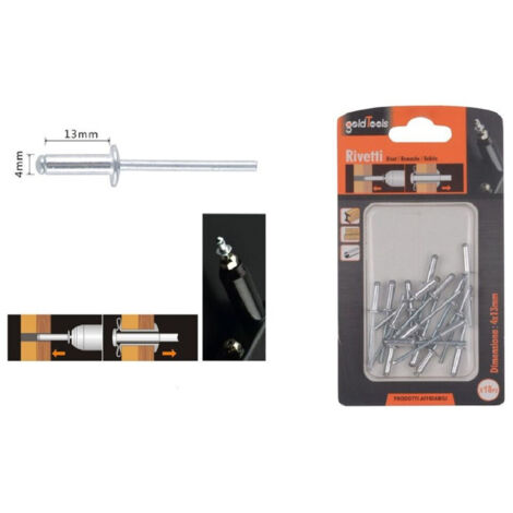 Set 18 Pz Rivetti Revetto 4x13 Mm Accessories Bricolage Ferrament Fai Da Te 90817 (1/2)