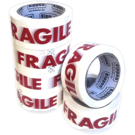 Paquet De 6 Rouleaux De Ruban Adhésif D'emballage écriture Fragile 66mt X 48mm (1/2)