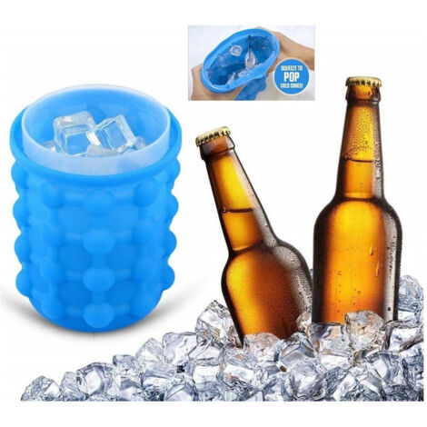 Seau à Glace En Silicone 2en1 Moule à Glaçons Porte-boissons Peu Encombrant (1/3)