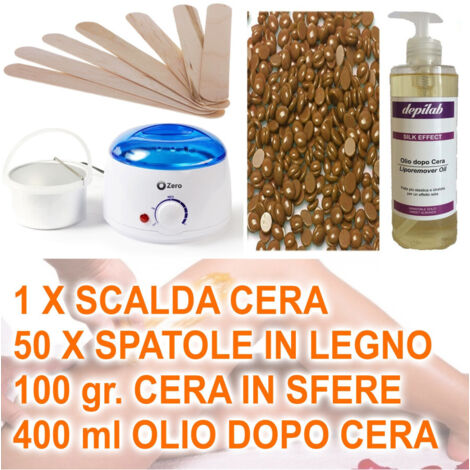 Kit D'épilation Brésilienne Avec Chauffe-cire Spatule En Bois Sphères D'huile (1/2)