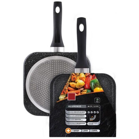 Pan Carré Pour Grille De Grill Dans L'aluminium Non-bâton 28x2.5cm 245441c (1/2)