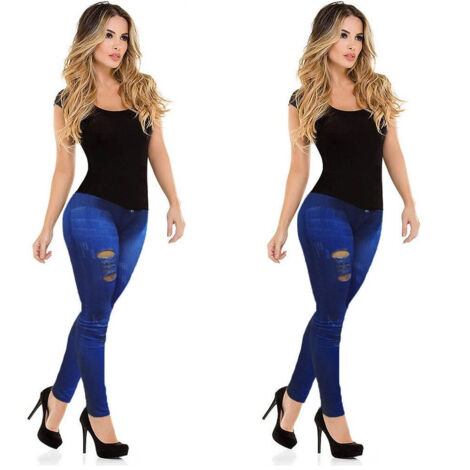 Jeans Déchirés Pour Femmes Jeans Amincissants Leggings En Couleurs Claires Et Foncées (1/5)