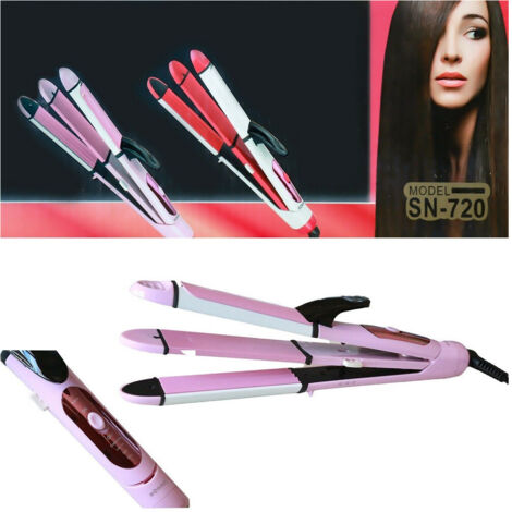Lisseur De Cheveux Professionnel Effet Bouclé Vagues En Céramique Max 220° Sn 720 (1/5)