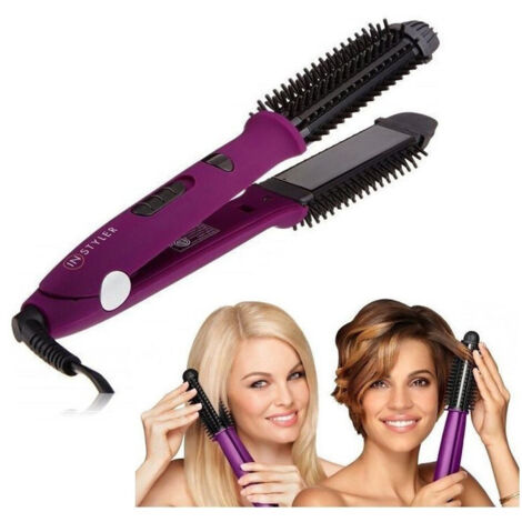 Brosse Lissante électrique Lisse Les Cheveux Crée Des Boucles Ondes Ioniques Styler 2 En 1