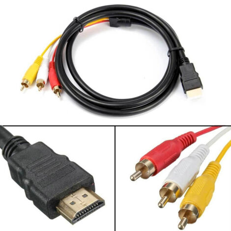 Hdmi Male Vers 3 Rca Audio Video Av 1080p Hdtv Converter Cable 1.5m (1/5)