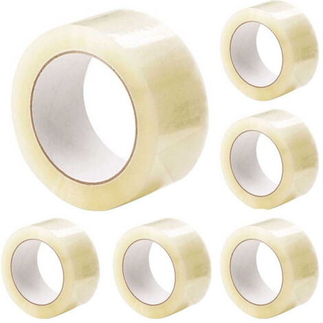 Lot De 6 Rubans Adhésifs 50 Mm X 66 M Avec étiquette D'emballage Transparente (1/2)
