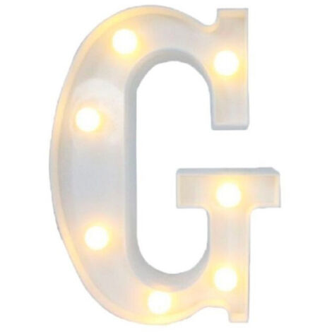 Lettre G Lumineuse Avec Leds Alimentées Par Piles Décoration D'intérieur Dim. 22 Cm (1/2)