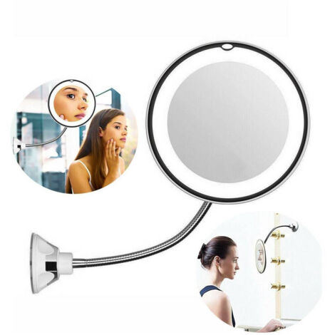 Miroir De Maquillage Rond Ultra Flexible Led Lumière 5x Pliable Rotatif Te-b0140 (1/5)