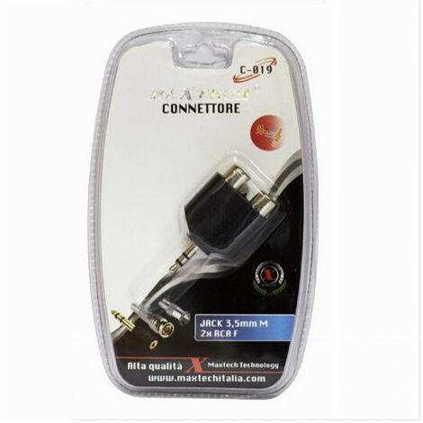 Adaptateur Audio Jack Stéréo 3,5 Mm Mâle Vers 2 Rca Femelle Maxtech C-019 (1/2)
