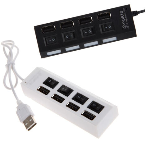 Hub Multi-screen Usb Ciabatta Avec 4 Ports Usb 2.0 Noires Ou Blancs Et Led Bleue (1/2)