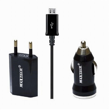 Kit Chargeur Pour Samsung Galaxy Universal Home Car Cable Micro Maxtech Ms-t001 (1/2)