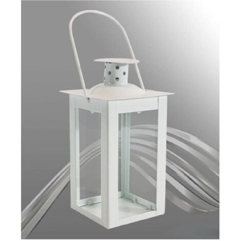 Lanterne Blanche En Verre Porte-bougies En Métal Pour Mariage Cheminée 87360