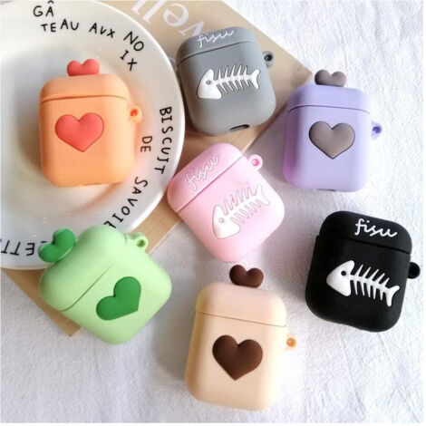 étui De Protection Pour écouteurs Sans Fil Airpods 2 En Silicone Diverses Couleurs (1/5)