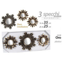 Set 3 Specchi Parete Decorativ Oro 25/35cm Installation Gratuite 823893