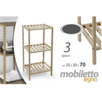 Mobile Scaffale In Legno 3 Ripiani Mensole 35x30x70cm Arredamento Casa Bagno