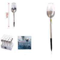 Set 12pz Lampada A Luce Solare Led 38 Cm Con Picchetto Da Giardino Torce 2002998